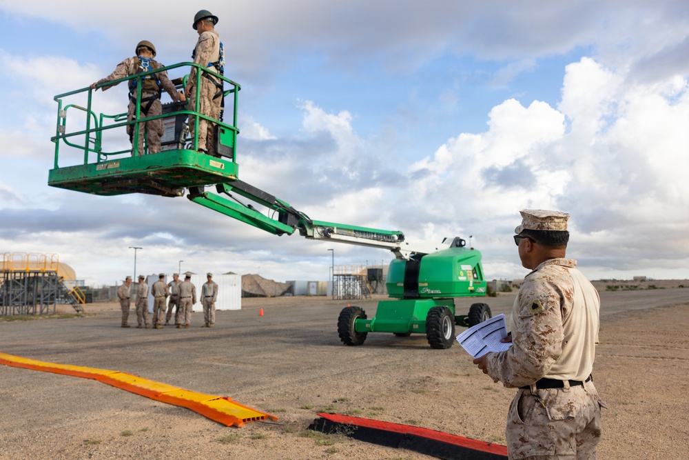 Marines Sharpen Engineering Skills with Boom Lift, Welding Training Marines Sharpen Engineering Skills with Boom Lift, Welding Training