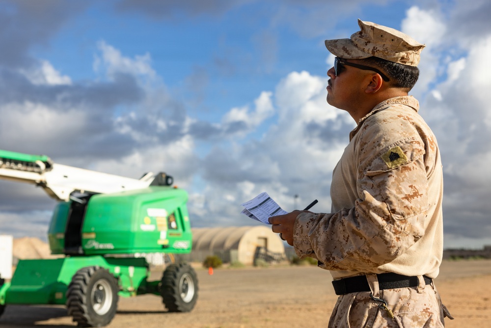 Marines Sharpen Engineering Skills with Boom Lift, Welding Training Marines Sharpen Engineering Skills with Boom Lift, Welding Training
