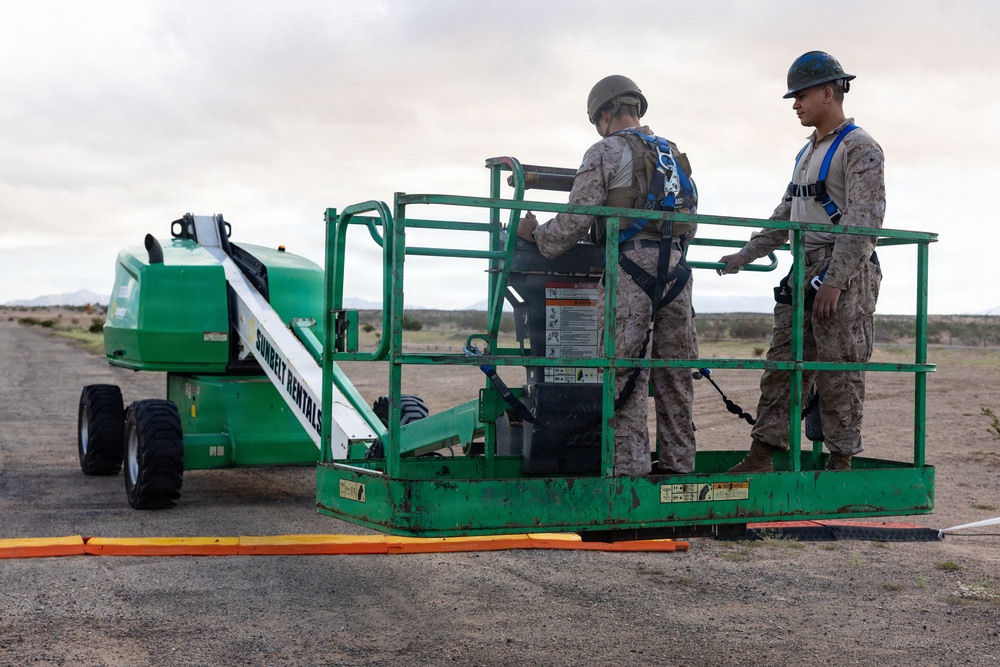 Marines Sharpen Engineering Skills with Boom Lift, Welding Training Marines Sharpen Engineering Skills with Boom Lift, Welding Training