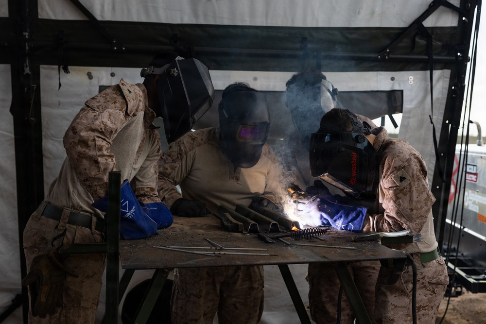 Marines Sharpen Engineering Skills with Boom Lift, Welding Training Marines Sharpen Engineering Skills with Boom Lift, Welding Training