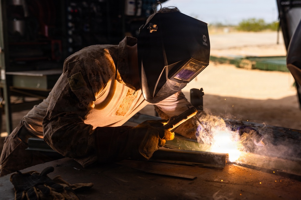 Marines Sharpen Engineering Skills with Boom Lift, Welding Training Marines Sharpen Engineering Skills with Boom Lift, Welding Training