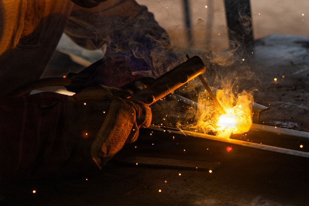 Marines Sharpen Engineering Skills with Boom Lift, Welding Training Marines Sharpen Engineering Skills with Boom Lift, Welding Training