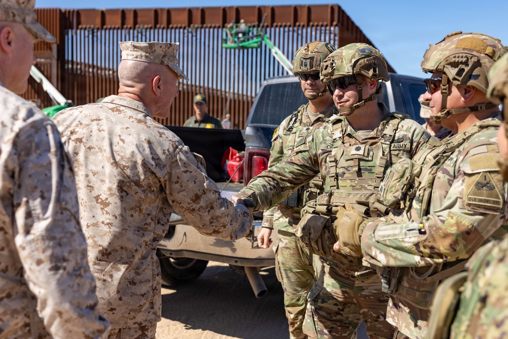 The Commandant, Gen. Eric M. Smith and Sgt. Maj. Carlos A. Ruiz visits Marines at Southern Border Barrier