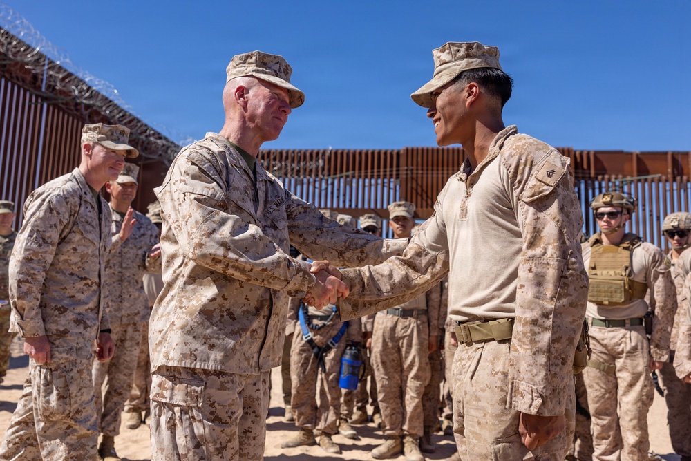 The Commandant, Gen. Eric M. Smith and Sgt. Maj. Carlos A. Ruiz visits Marines at Southern Border Barrier