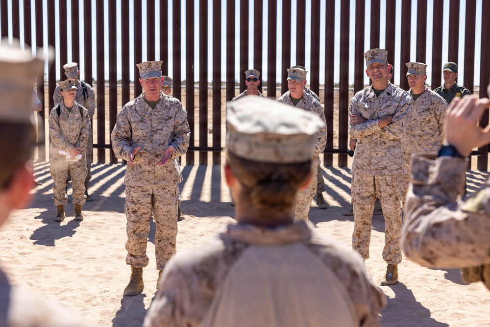 The Commandant, Gen. Eric M. Smith and Sgt. Maj. Carlos A. Ruiz visits Marines at Southern Border Barrier The Commandant, Gen. Eric M. Smith and Sgt. Maj. Carlos A. Ruiz visits Marines at Southern Border Barrier
