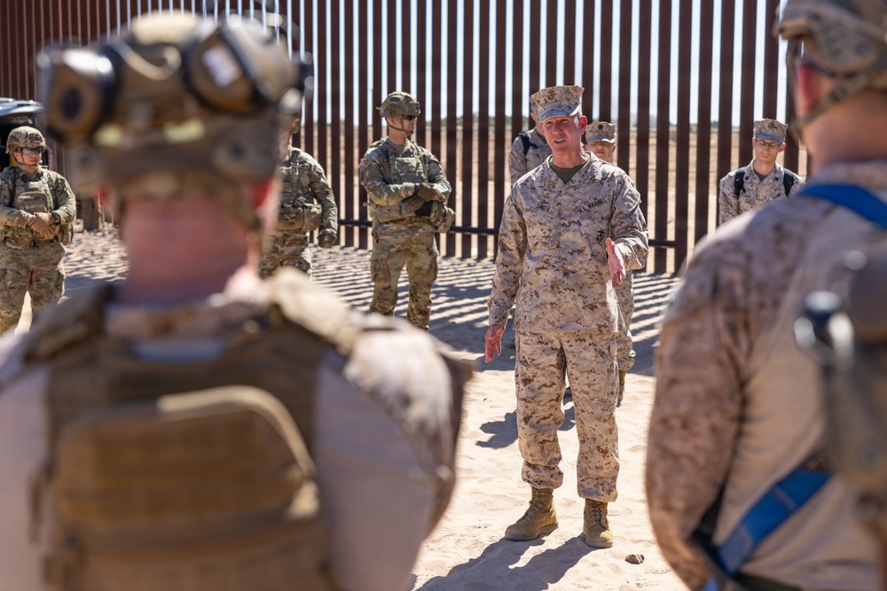 The Commandant, Gen. Eric M. Smith and Sgt. Maj. Carlos A. Ruiz visits Marines at Southern Border Barrier
