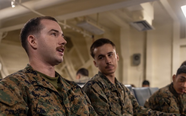 22nd MEU(SOC) | Marines Conduct PME Aboard San Antonio