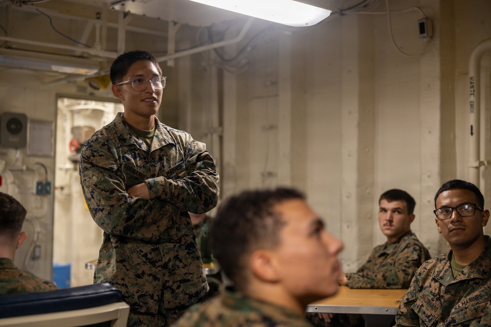 22nd MEU(SOC) | Marines Conduct PME Aboard San Antonio 22nd MEU(SOC) | Marines Conduct PME Aboard San Antonio