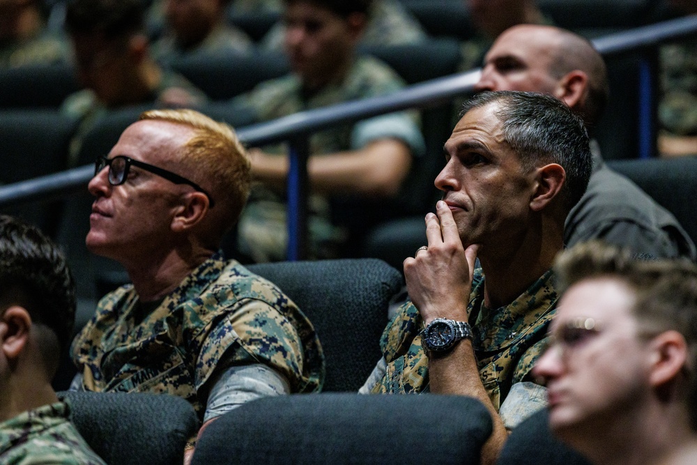 MCAS Iwakuni personnel attend the Road to War brief for exercise Active Shield 26 MCAS Iwakuni personnel attend the Road to War brief for exercise Active Shield 26