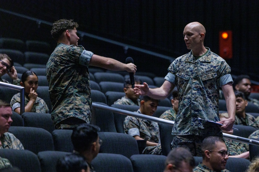 MCAS Iwakuni personnel attend the Road to War brief for exercise Active Shield 26 MCAS Iwakuni personnel attend the Road to War brief for exercise Active Shield 26
