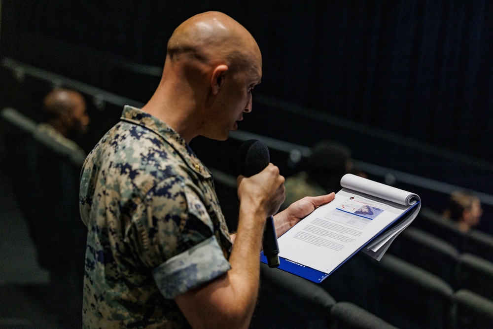 MCAS Iwakuni personnel attend the Road to War brief for exercise Active Shield 26 MCAS Iwakuni personnel attend the Road to War brief for exercise Active Shield 26