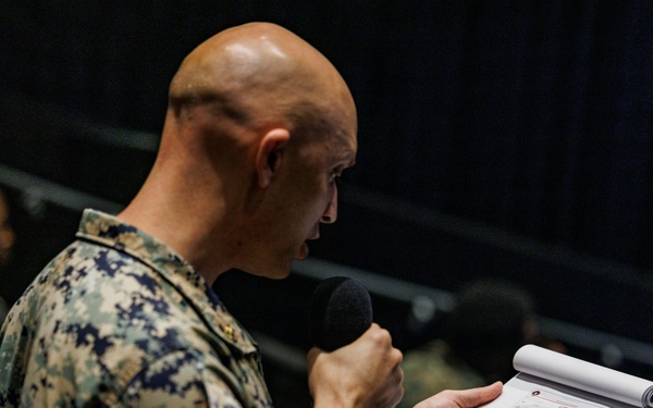 MCAS Iwakuni personnel attend the Road to War brief for exercise Active Shield 26
