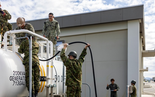 NMCB 4 and JGSDF refuel generators during Active Shield 26