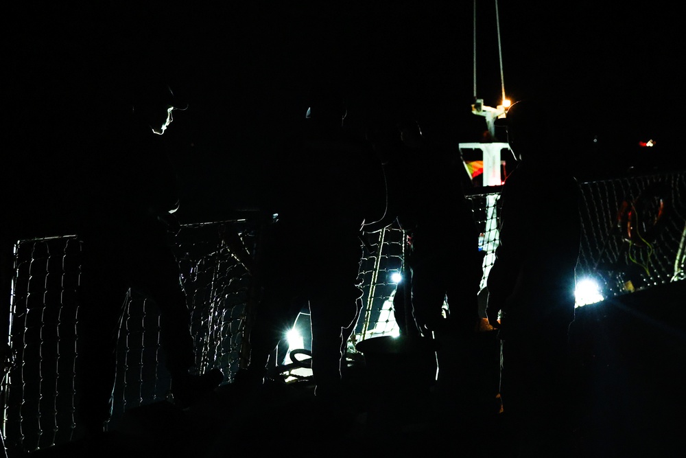 USS Paul Ignatius (DDG 117) conducts a sea-and-anchor evolution to pull into port USS Paul Ignatius (DDG 117) conducts a sea-and-anchor evolution to pull into port
