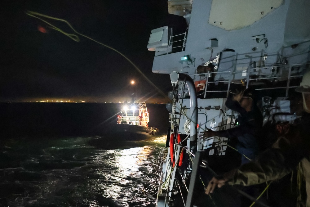 USS Paul Ignatius (DDG 117) conducts a sea-and-anchor evolution to pull into port USS Paul Ignatius (DDG 117) conducts a sea-and-anchor evolution to pull into port