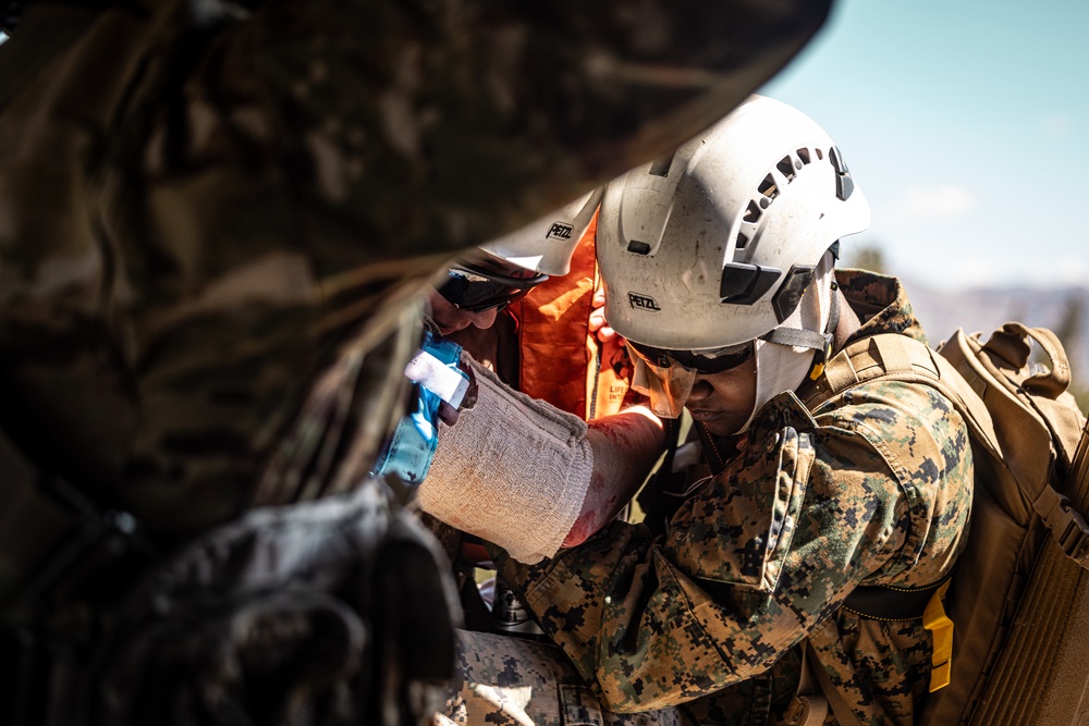 U.S. service members conduct CASEVAC during Mountain Medicine 3-25 final exercise U.S. service members conduct CASEVAC during Mountain Medicine 3-25 final exercise