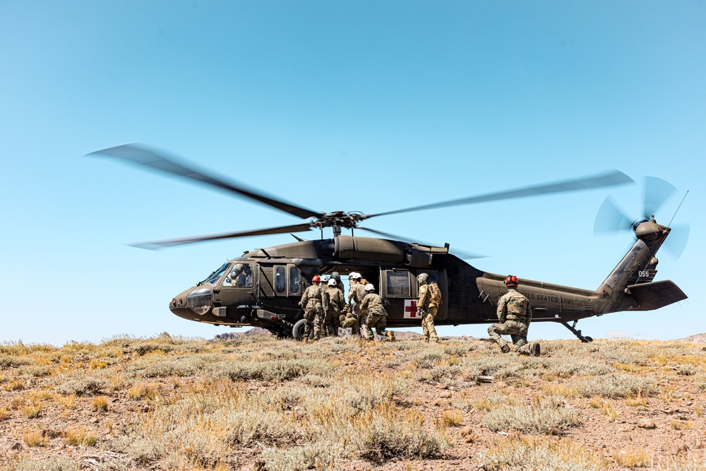 U.S. service members conduct CASEVAC during Mountain Medicine 3-25 final exercise