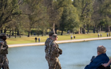 Soldiers provide a presence patrol in the National Mall