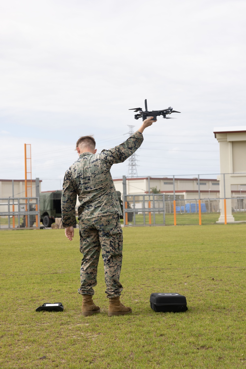 U.S. Marines with 3rd Battalion, 12th Marines executes small unmanned aerial systems training