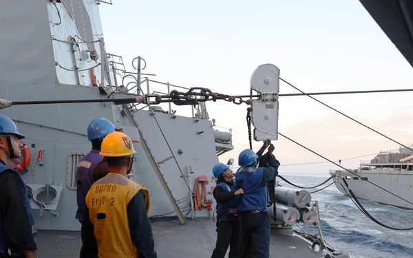 USS Roosevelt (DDG 80), USNS Supply (T-AOE 6) Conduct Replenishment-at-Sea