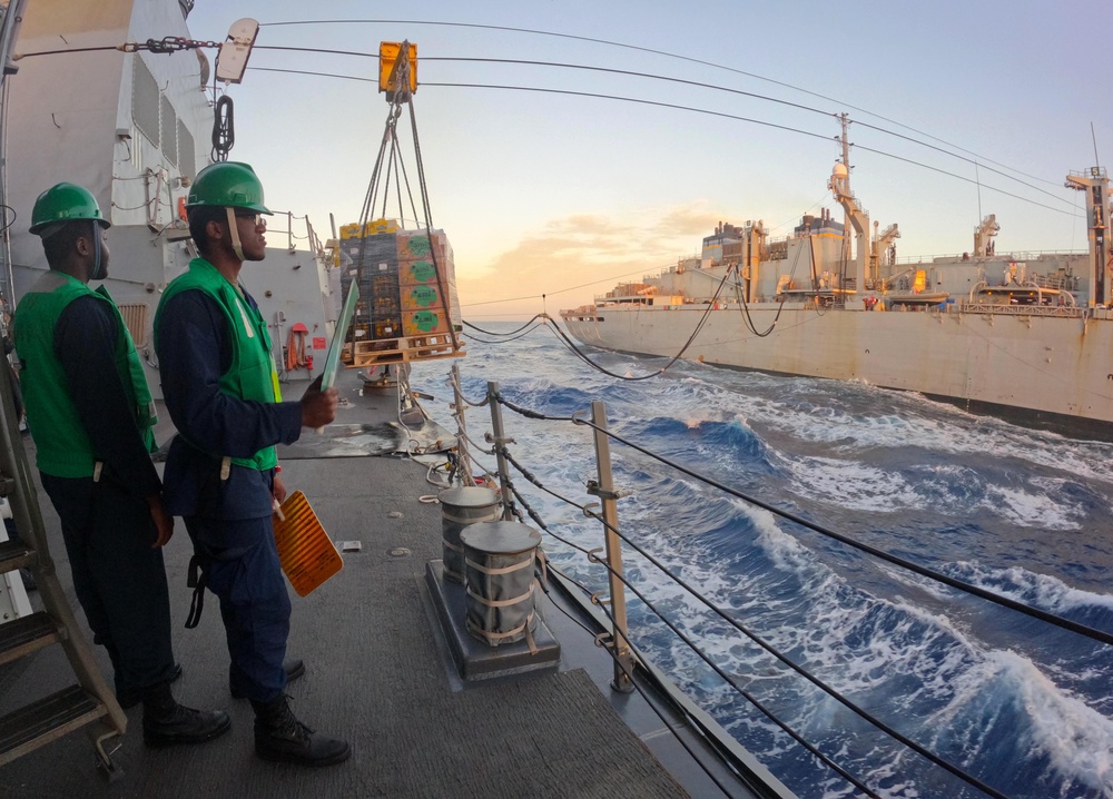 USS Roosevelt (DDG 80), USNS Supply (T-AOE 6) Conduct Replenishment-at-Sea