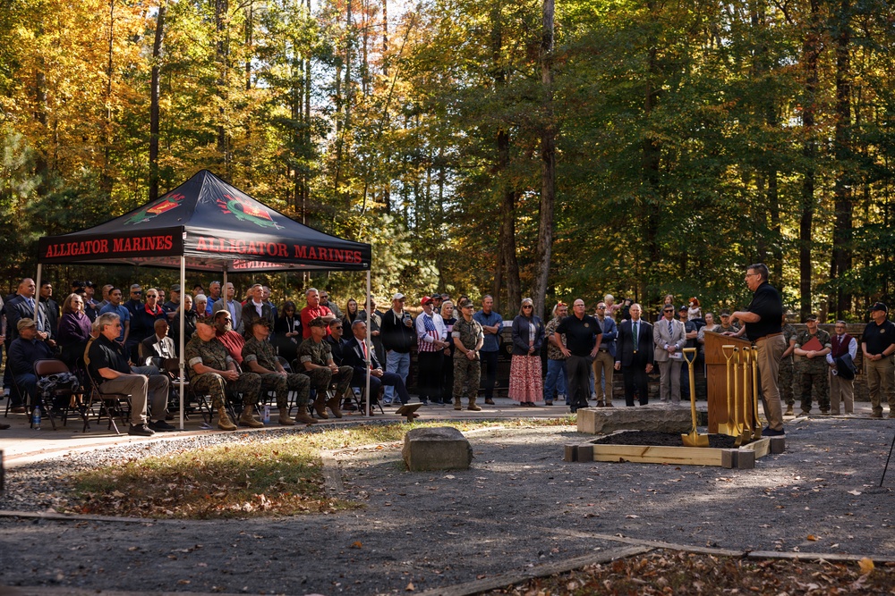 Amphibious tractor memorial ground breaking ceremony Amphibious tractor memorial ground breaking ceremony