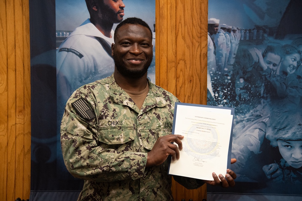 Fireman Nnabugwu Chuku Receives Surface Warfare Engineering Schools Command (SWESC) Great Lakes' September 2025 Student of the Month Award