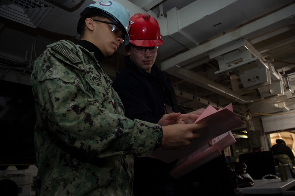USS Ronald Reagan Sailors Provide Fire Watches