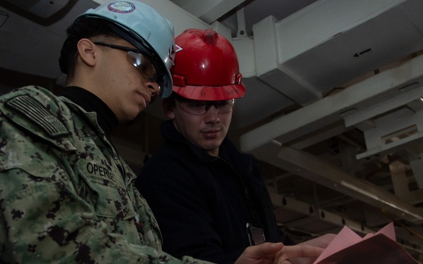 USS Ronald Reagan Sailors Provide Fire Watches