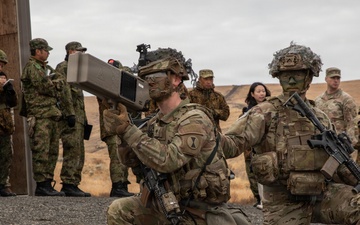 U.S. Army and Japanese Self Defense Force Members cross-train C-UAS during Rising Thunder 25