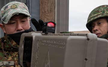 U.S. Army and Japanese Self Defense Force Members cross-train C-UAS during Rising Thunder 25