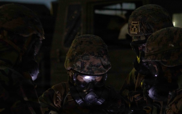 U.S. Marines and JGSDF members respond to a simulated CBRN attack during exercise Active Shield 26