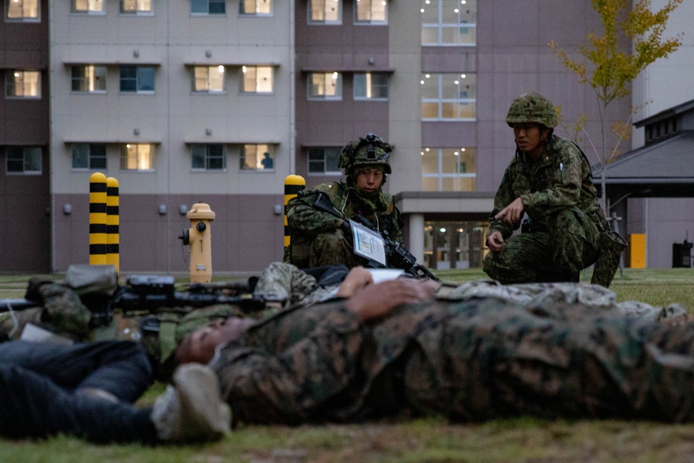 U.S. Marines and JGSDF members participate in simulated CBRN casualty care during exercise Active Shield 26