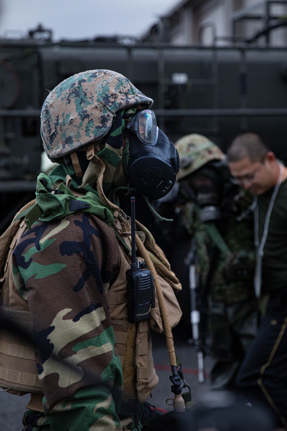 U.S. Marines and JGSDF members participate in simulated CBRN casualty care during exercise Active Shield 26