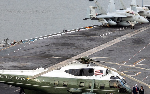 President of the United States visits the USS George Washington