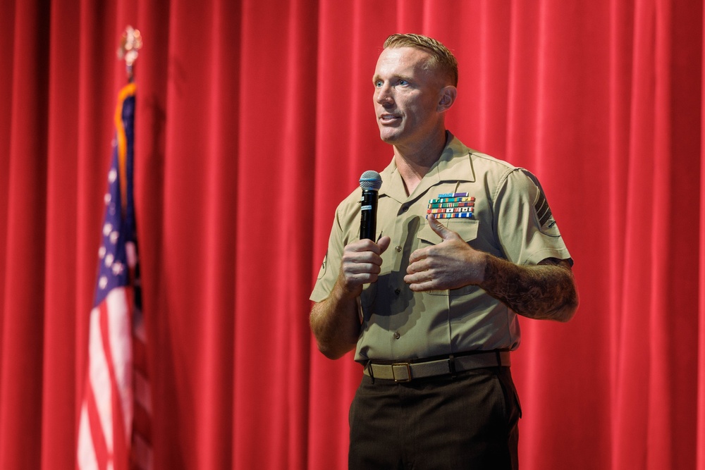 Medal of Honor Recipient Sgt. Dakota Meyer speaks at Singleton Lecture 2025