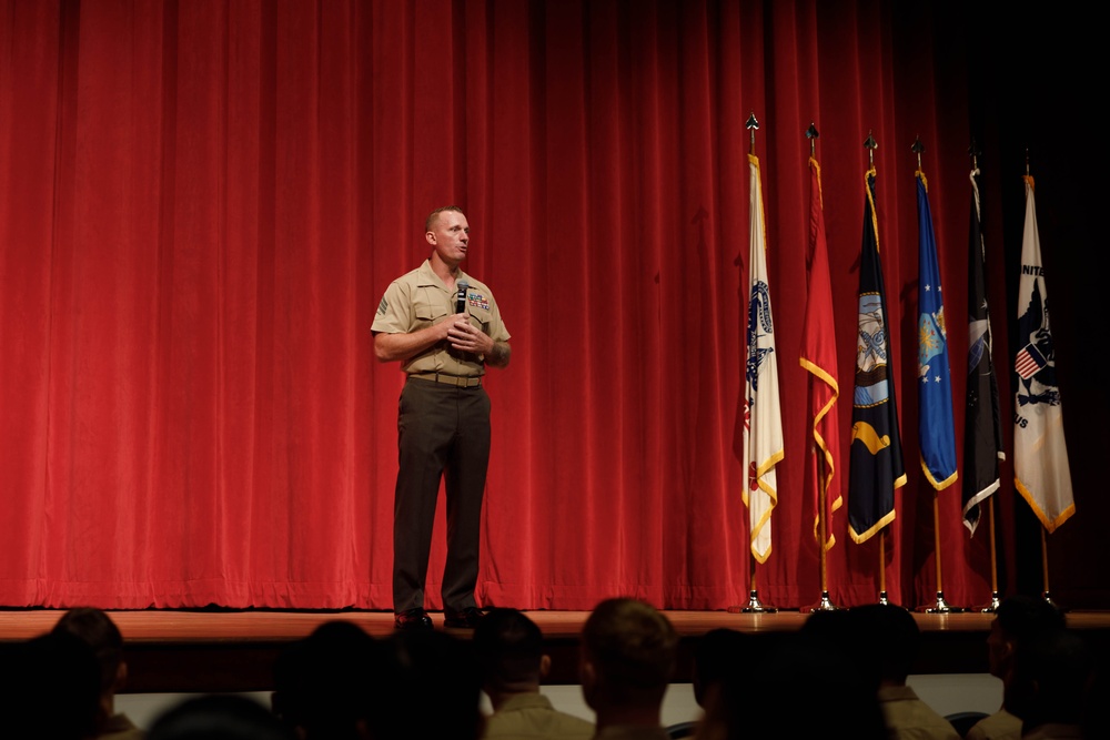 Medal of Honor Recipient Sgt. Dakota Meyer speaks at Singleton Lecture 2025
