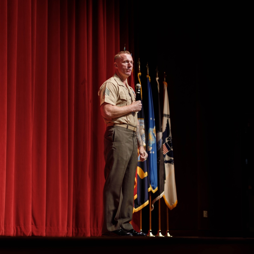 Medal of Honor Recipient Sgt. Dakota Meyer speaks at Singleton Lecture 2025