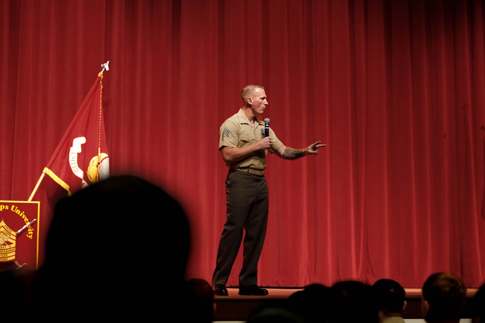 Medal of Honor Recipient Sgt. Dakota Meyer speaks at Singleton Lecture 2025