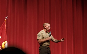 Medal of Honor Recipient Sgt. Dakota Meyer speaks at Singleton Lecture 2025
