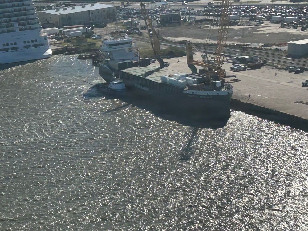 Coast Guard Air Station Houston Flies Over an Oil Spill