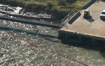 Coast Guard Air Station Houston Flies Over an Oil Spill