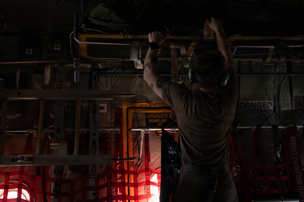 MC-130J Commando II performs airdrops, night ops