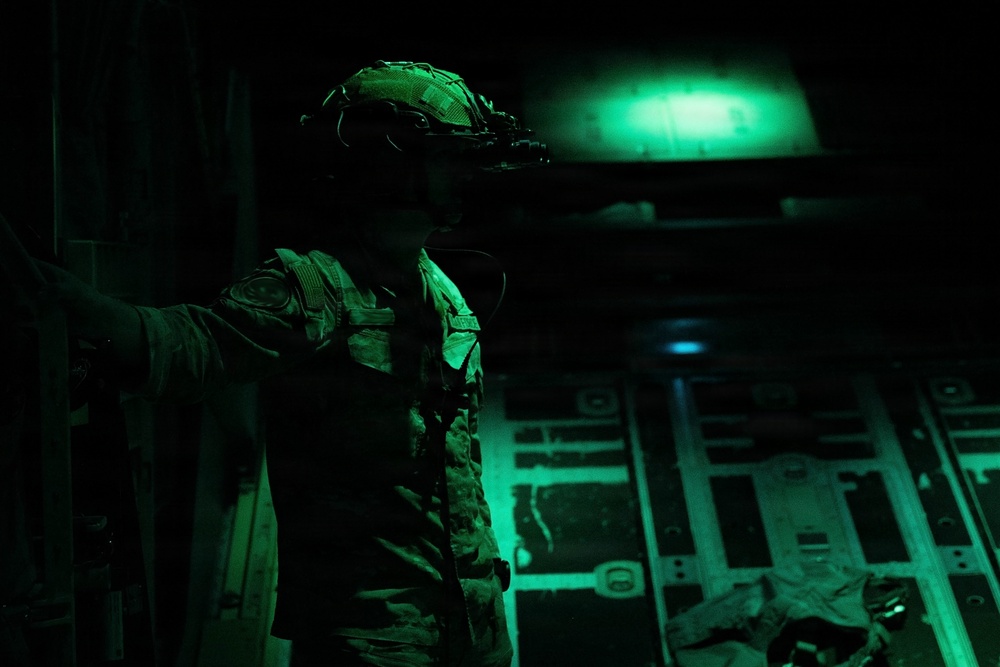 MC-130J Commando II performs airdrops, night ops