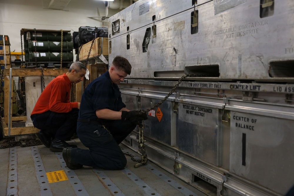 USS Iwo Jima Sailors Secure Ordnance