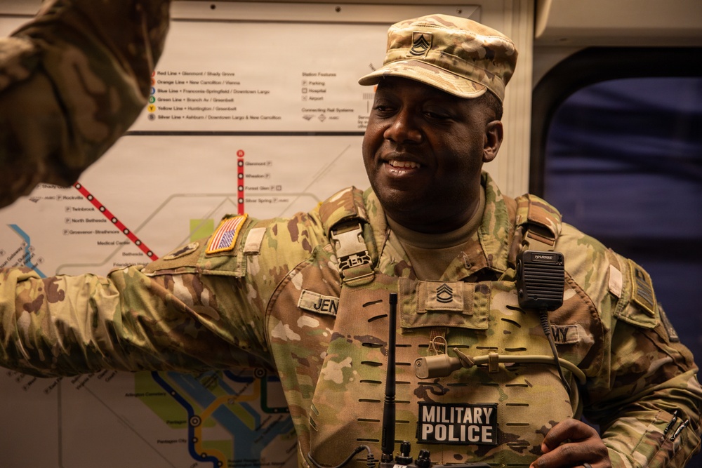 A Mississippi Army National Guard Soldier on patrol in the Washington Metro A Mississippi Army National Guard Soldier on patrol in the Washington Metro