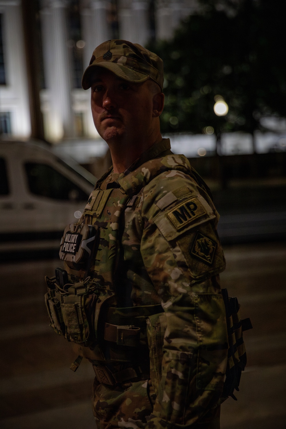 A Mississippi Army National Guard Soldier patrols in Washington, D.C. A Mississippi Army National Guard Soldier patrols in Washington, D.C.