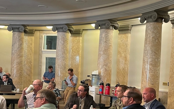 USACE MVK Commander Gipson speaking at MS State Capitol during the Ways and Means Committee hearing