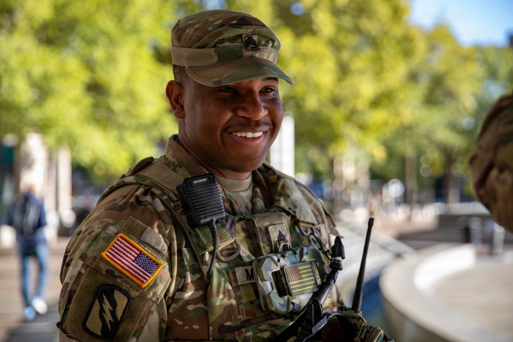 A Mississippi Army National Guard Soldier on patrol in Washington, D.C. A Mississippi Army National Guard Soldier on patrol in Washington, D.C.