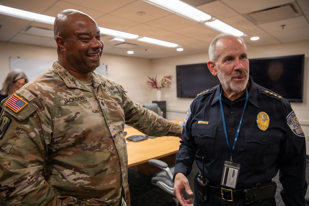 Lt. Steven Jackson meets with the George Washington University Police Department Chief Lt. Steven Jackson meets with the George Washington University Police Department Chief